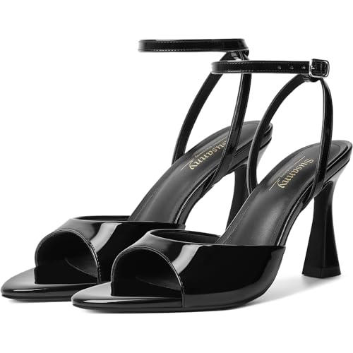 Susanny High Heels for Women Pointed Open Toe Strappy Chunky Block Heels Ankle Strap Stiletto Kitten Heeled Sandals Wedding Bridal Party Prom Sexy Dress Shoes