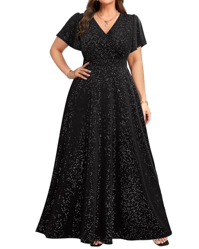 Pinup Fashion Women Plus Size Formal Dresses - Evening Gowns Wedding Guest Glitter Prom Long Dress