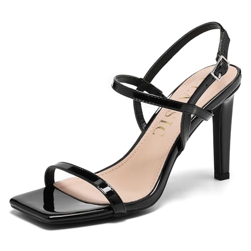 Stilettos High Heel Sandals For Women, Square Open Toe Slingback Pumps, Adjustable Strappy Wedding Dressy Heeled, Ankle Strap Party Sexy Bridal Shoes