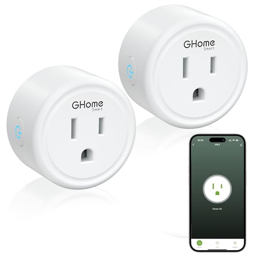 GHome Smart Mini Wi-Fi Plug, Smart Home Wi-Fi Outlet Compatible with Alexa, Google Home & IFTTT, No Hub Required, UL Certified, 2.4G WiFi Only, 2 Count (Pack of 1), White