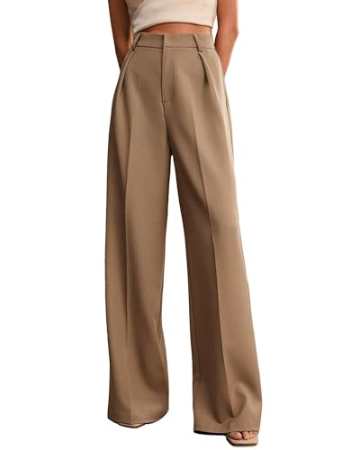 Womens Wide Leg Pants High Waist Straight Work Pants Office Business Casual Palazzo Trousers with Pockets