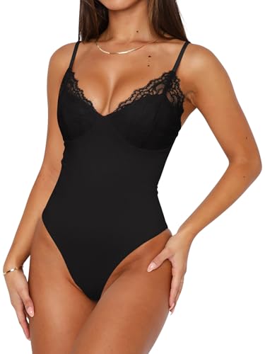 PINKMSTYLE Women 2025 Sexy Lace Cami Bodysuits Backless Non See Through Slim Fit Summer Going Out Tops