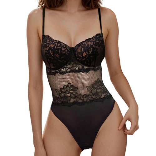 Lace Teddy Lingerie Black Sexy Bodysuit V Neck Night Party Club