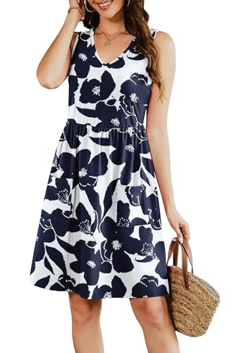 Summer Sleeveless Casual Dresses with Pockets for Women Beach Vacation Coverup (S-3XL)