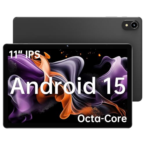 11" Tablet, 2025 Android 15 with Octa-core Processor, 8GB+128GB, 1TB Expandtion, 7000mAh Battery, HD IPS Large tableta,WiFi 6&BT5.0, Support GMS (Black, Case not Included)