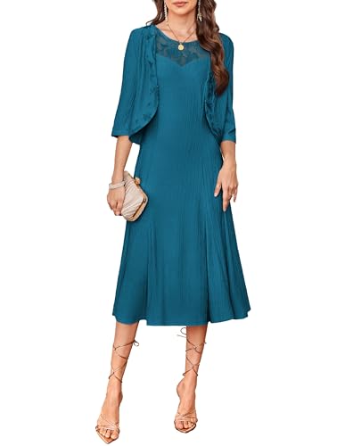 GRACE KARIN 2025 Mother of The Bride Dress with Jacket Women Stretchy Lace 2 Piece Wedding Guest Dresses