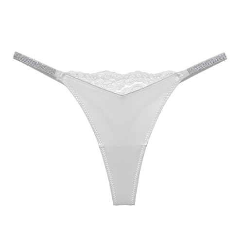Lace Thongs for Women with Rhinestone Strap,Sexy Underwear,Seamless G-string,Breathable Panties